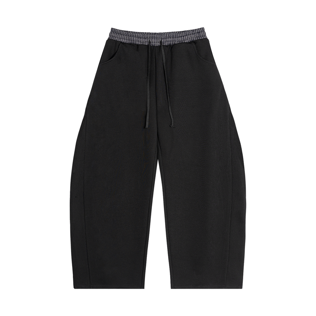 Anti-Contrast Plaid Waistband Barrel Sweatpants