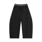 Anti-Contrast Plaid Waistband Barrel Sweatpants