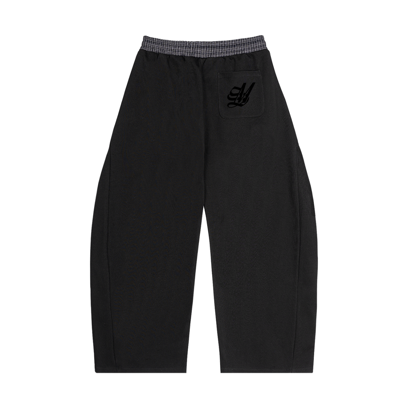 Anti-Contrast Plaid Waistband Barrel Sweatpants